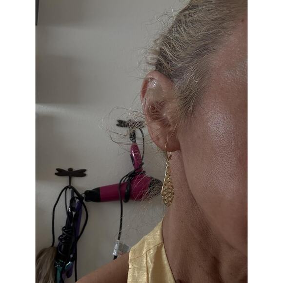 925 Sterling 14k Gold Plated Long Teardrop Leaf Dangle Earrings for Women - Picture 4 of 5